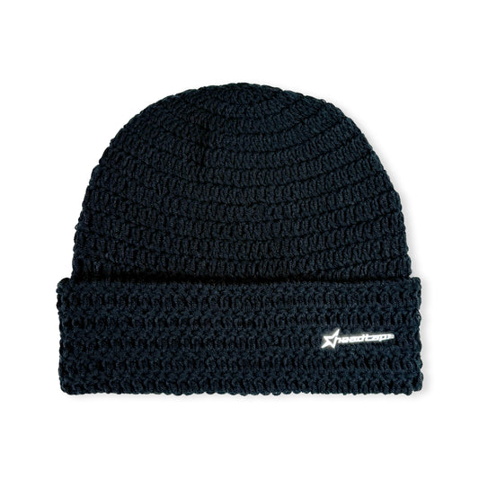 Extended Crochet Beanie - Black