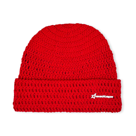 Extended Crochet Beanie - Red